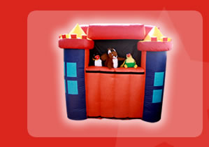 Titeres gigantes y teatrinos inflables para fiestas infantiles.
